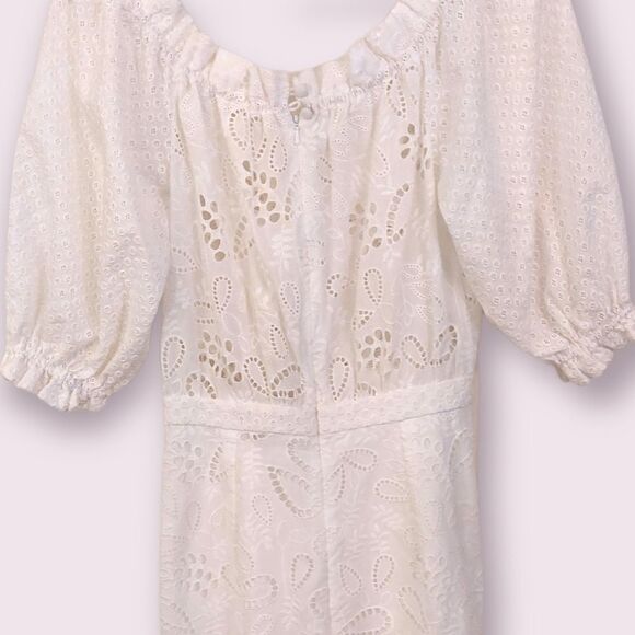 SALONI Olivia Midi Dress in French White Lace - Picture 5 of 14